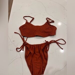 Rust Bikini Set with Tie Sides for bottoms